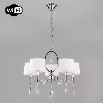 Подвесная люстра WiFi с управлением смартфоном 10127/5 Eurosvet Madera хром (Умный дом, Алиса, WiFi, голосовое управление)