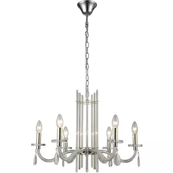 Подвесная люстра хрусталь Crystal Lux AURELIO AURELIO SP6 GOLD+CHROME/TRANSPARENT в виде свечи