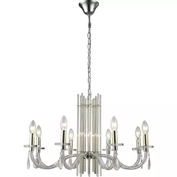 Подвесная люстра хрусталь Crystal Lux AURELIO AURELIO SP8 GOLD+CHROME/TRANSPARENT в виде свечи