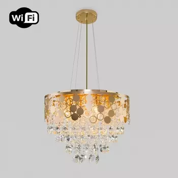 Подвесная/потолочная люстра хрустальная с управлением смартфоном 10123/8 Eurosvet Lianna золото