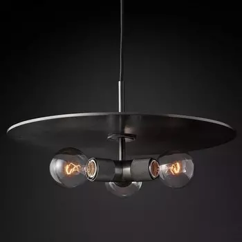 Подвесной светильник (люстра) Rh Utilitaire Disk Triple Pendant Black ImperiumLoft 40,234 (123645-22)