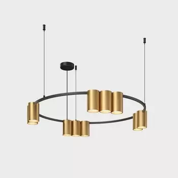 Подвесной светильник Denkirs Orbit DK4065-BK+SG 10xGU10 LED до 15 Вт, черный + сатинированное золото кольцо