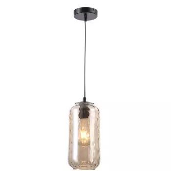 Подвесной светильник Escada Rise 10177/1S Black/Cognac 1х60Вт Е27, металл/стекло, черный/коньячный
