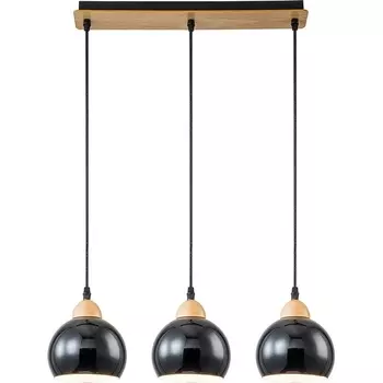 Подвесной светильник Escada Solo 10178/3S Black 3х40Вт Е27, металл/дерево/пластик, черный/дерево (плафоны шарики)
