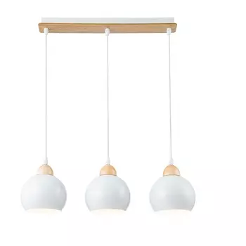 Подвесной светильник Escada Solo 10178/3S White 3х40Вт Е27, металл/дерево/пластик, белый/дерево (плафоны шарики)