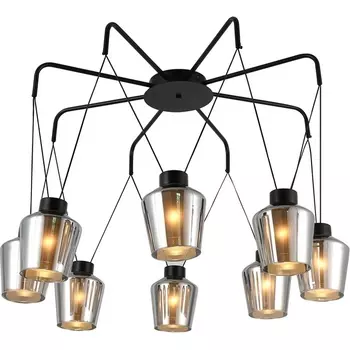 Подвесной светильник Escada Trenton 2140/8S 8x40Вт E27, металл/стекло, черный, дымчатый плафон