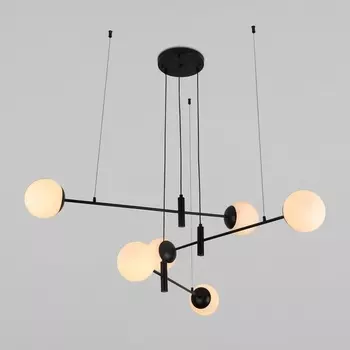 Подвесной светильник Eurosvet Planet 70146/6 черный (Умный дом, Алиса, WiFi, голосовое управление) шарики