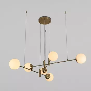 Подвесной светильник Eurosvet Planet 70146/6 латунь (Умный дом, Алиса, WiFi, голосовое управление) шарики