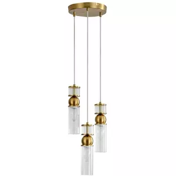 Подвесной светильник Lumion Denver 8276/3A латунь/прозрачный, металл/стекло Е14 3*40W 220V
