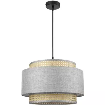 Подвесной светильник Lumion Launa 8043/1 черный/серый/бежевый, металл/текстиль/ротанг Е27 1*60W 220V