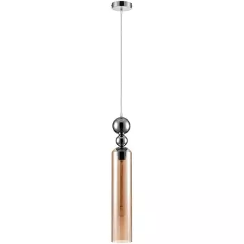 Подвесной светильник Lumion Lorenzo 8065/1A хром/амбер, металл/стекло E27 1*60W 220V