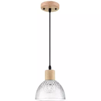 Подвесной светильник Lumion Natana 8055/1А дерево/прозрачный металл/стекло E27 1*60W 220V