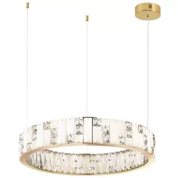 Подвесной светильник Odeon Light Crossa 5072/80L золото/прозрачный/белый/металл/хрусталь/алебастр LED 80W 3700K