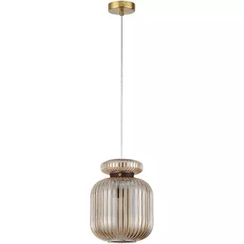 Подвесной светильник Odeon Light Jugi 5042/1A PENDANT античн.бронза/янтарный/металл/стекло/эко.кожа E27 1*60W