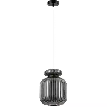 Подвесной светильник Odeon Light Jugi 5042/1B PENDANT черный/дымчатый/металл/стекло/эко.кожа E27 1*60W