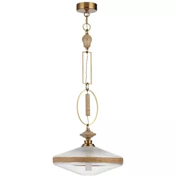 Подвесной светильник Odeon Light Krema 5441/1 сатинированн.латунь/прозрачн./металл/стекло/травертин/веревка G9 LED 6W с подвесками