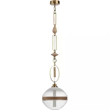 Подвесной светильник Odeon Light Krema 5441/1C сатинированн.латунь/прозрачн./металл/стекло/травертин/веревка G9 LED 6W с подвесками