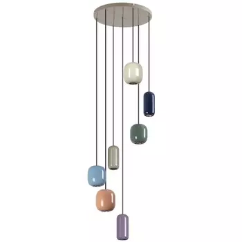 Каскадный подвесной светильник Odeon Light Ovali 5053/7 PENDANT цвет слонов.кости/мультиколор/металл GU10 LED 7*4W