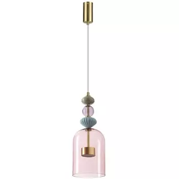 Каскадный подвесной светильник Odeon Light Palleta LED 5045/12L античн.бронза/розовый/металл/стекло/керамика 12W 4000К 1400Лм