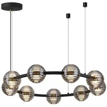 Подвесной светильник Odeon Light Troni 5041/90L черн./золото/дымчатый/металл/стекло LED 90W 4000К 7751Лм