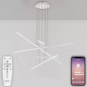 Подвесной светильник светодиодный Natali Kovaltseva Line LED LAMPS 81106/6C с пультом ДУ, моб. приложением 160W, белый, LED