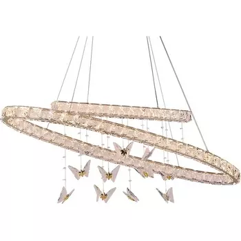 Подвесной хрустальный светильник светодиодный с бабочками Newport 8120 8120/120 oval gold