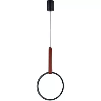 Подвесной светодиодный светильник Escada Alliance 10295/1LED Black 30Вт, кожа/металл/силикон, черный кольцо
