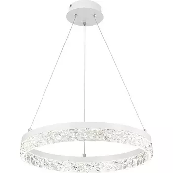 Подвесной светодиодный светильник с ПДУ Escada Glacial 10224/SG LED 56Вт, металл/акрил, белый кольцо