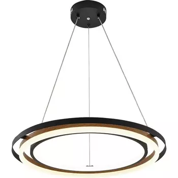 Подвесной светодиодный светильник Escada Lagom 10248/2LED 82Вт,с ПДУ, металл/акрил, чёрный/дерево кольцо