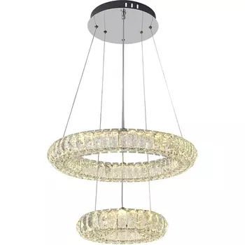 Подвесной светодиодный светильник Escada Royal 619/S LED 80Вт, 3000К-6000К, Ra>80, ПДУ, изменение цветовой температуры, металл/хрусталь, хром/прозрачный
