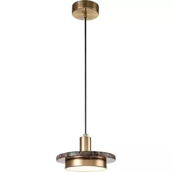 Подвесной светодиодный светильник Escada Torano 10260/1LED Brown marble 12Вт, 4000K, металл/акрил/мрамор, коричневый мрамор