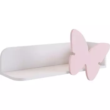 Полка навесная Бабочка Mebelson (ЛДСП,МДФ/Светлое дерево,Розовый) арт.PB-01.3095
