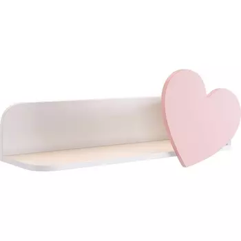 Полка навесная Сердечко Mebelson (ЛДСП,МДФ/Светлое дерево,Розовый) арт.PS-01.3095