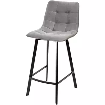 Полубарный стул CHILLI-QB SQUARE светло-серый #26, велюр/ черный каркас (H=66cm) М-City (арт.461MC05900) M-City