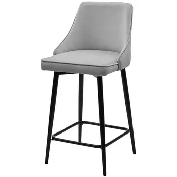 Полубарный стул H-09 Светло-серый, велюр / черный каркас, поворот.360 град., M-City 688M05131