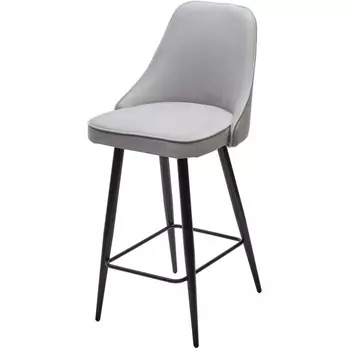 Полубарный стул M-City NEPAL-PB СВЕТЛО- СЕРЫЙ BM-4, велюр/ черный каркас (H=68cm)