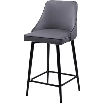 Полубарный стул ПАРКЕР 360 град. поворот. H-14 Серый, велюр / черный каркас, М-City M-City