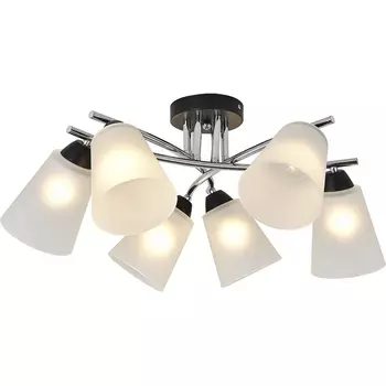 Потолочная люстра Escada Lavatera 2132/6P 6х60Вт E27, металл/стекло, хром/черный, матовый плафон
