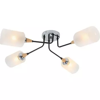 Потолочная люстра Escada Mattiola 2101/4P 4x60Вт E27, металл/стекло, хром/черный/дерево, матовый плафон