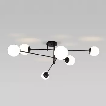 Потолочная люстра Eurosvet Netz 30181/6 черный (Умный дом, Алиса, WiFi, голосовое управление) шарики
