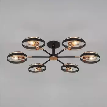 Потолочная люстра 70121/6 Eurosvet Gallo черный (Умный дом, Алиса, WiFi, голосовое управление) кольцо