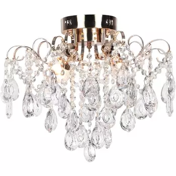 Потолочная люстра хрустальная E14*60W Escada Gertrude 1120/4PL Gold с подвесками