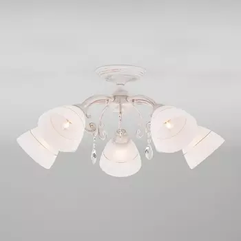 Потолочная люстра хрустальная 30156/5 Eurosvet Camilla белый с золотом