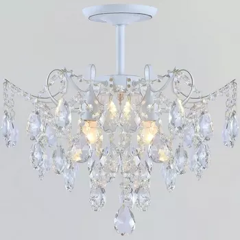 Потолочная люстра хрустальная на штанге Reluce 04058-0.3-04 WH+GOLD PN