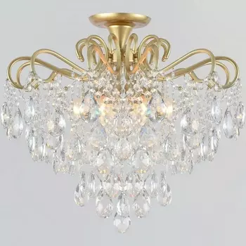 Потолочная люстра хрустальная на штанге Reluce 04066-0.3-06 MATT GOLD+CR