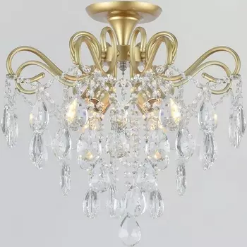 Потолочная люстра хрустальная на штанге Reluce 04066-0.3-04 MATT GOLD+CR