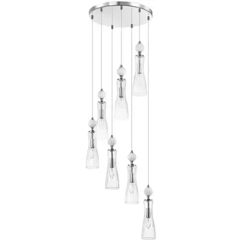 Потолочная люстра каскадная Lumion Emily 8268/7A хром/белый/прозрачный, металл/керамика/стекло Е14 7*40W 220V