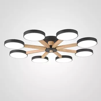 Потолочная люстра LED на штанге с пультом Turna 8 Black By ImperiumLoft Turna01 (Умный дом, Алиса) 178341-26