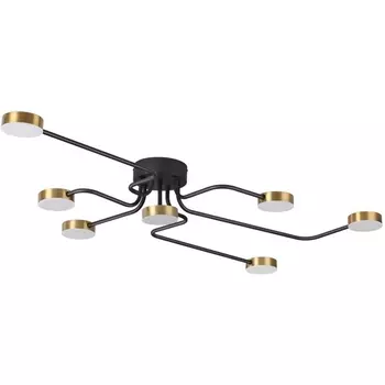 Потолочная люстра с пультом Lumion Flin 6532/99CL черный, латун LED 100W 3000-6000K 4547Лм 220V