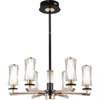 Потолочная LED люстра (+ночной режим) с ПДУ на штанге (13038/6R Black) Indigo Grandioso V000185L